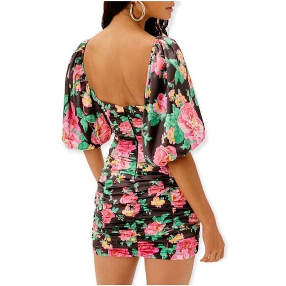 NWT For Love and Lemons Jolie Mini Dress with Puff Sleeves in Black - S - Picture 6 of 8